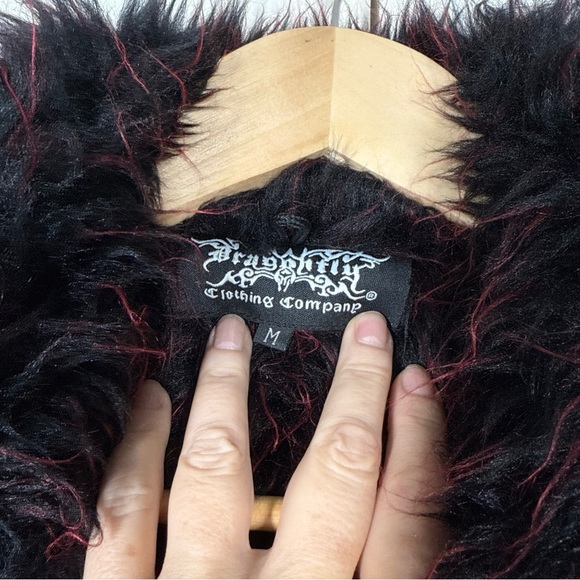 Vtg Dragonfly Clothing Women’s M Skull Spider Pimp Jacket Fur Satin Gothic - Picture 5 of 13